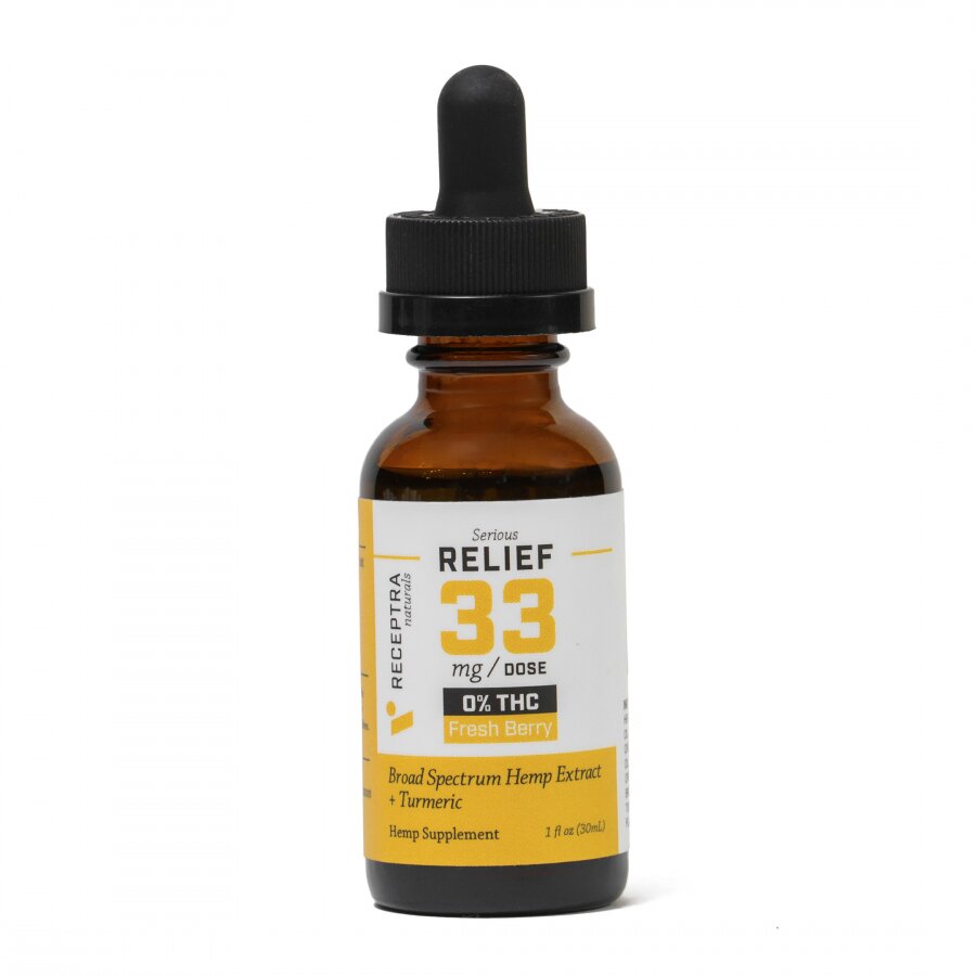 Receptra Naturals Serious Relief + Tumeric 0% THC Tincture CBD Oil