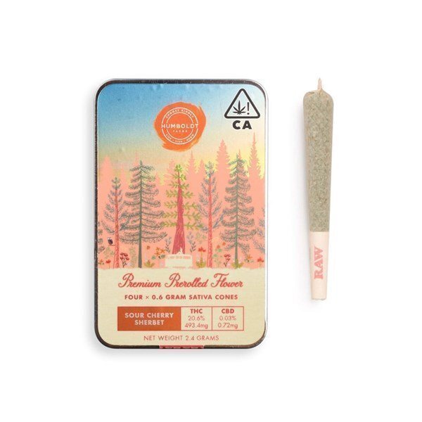 Eaze Pre Rolled Flower Sour Cherry Sherbert 4 pack of cannabis sativa RAW cones