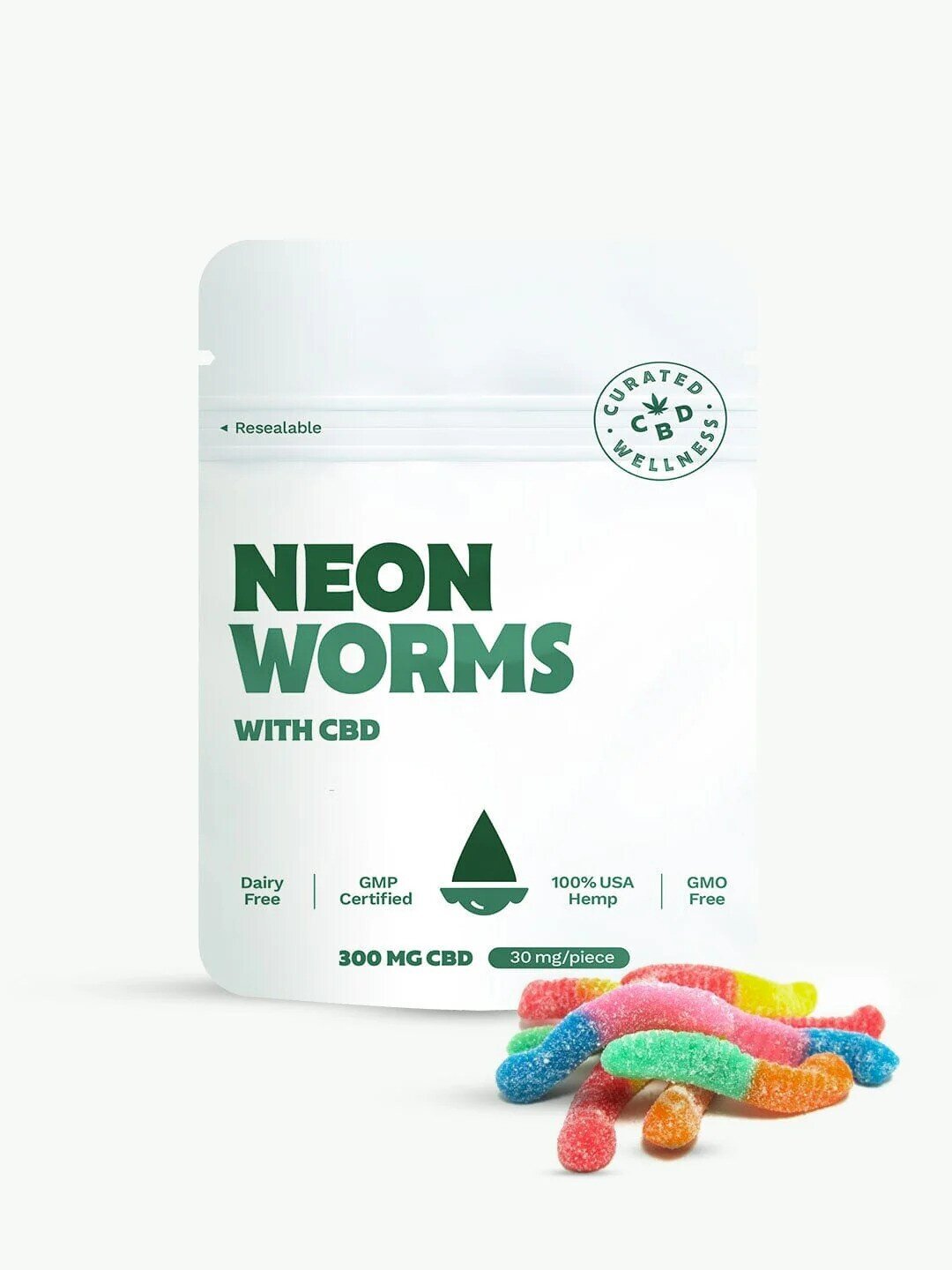 HempElf Neon Worms 30mg CBD Gummy