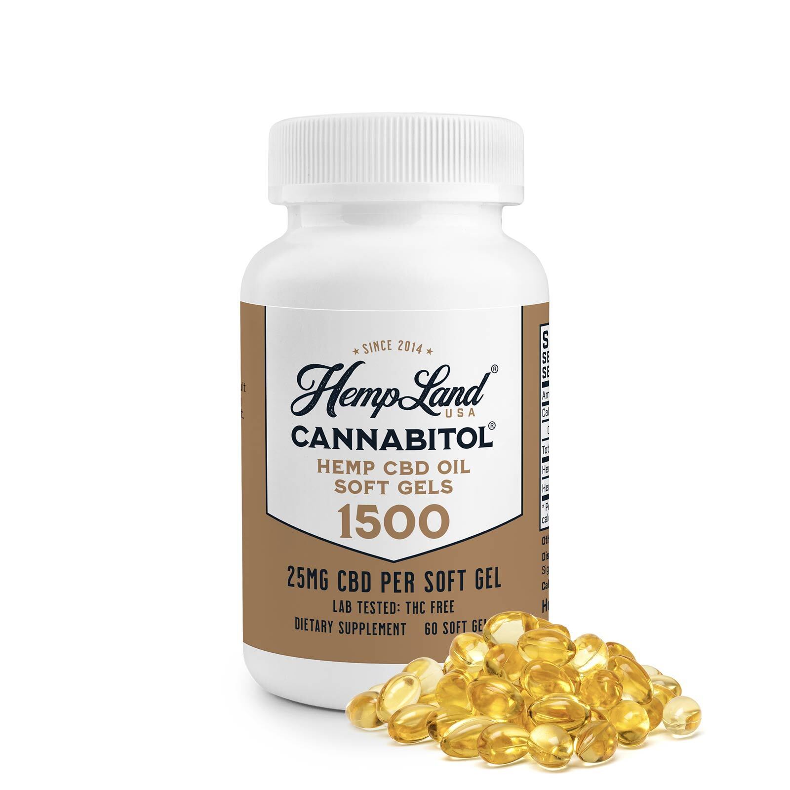 Hempland USA CANNABITOL THC Free Hemp CBD Oil Soft Gels
