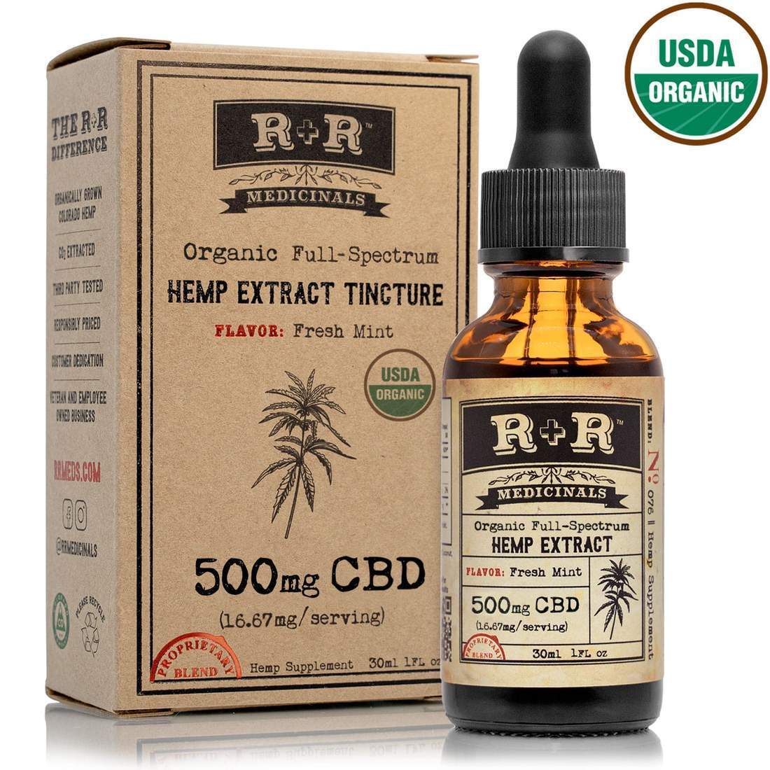 R+R Medicinals CBD Oil Tincture Fresh Mint