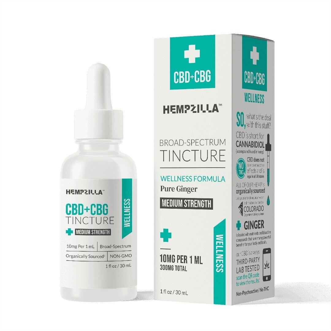 Hempzilla Pure Ginger CBD and CBG Tincture