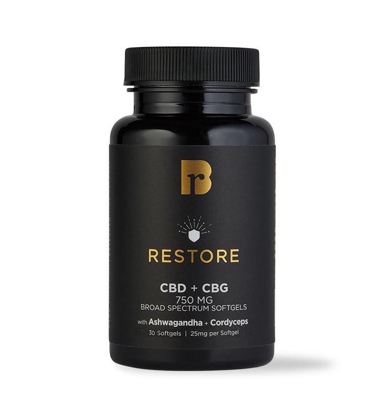 Raw Botanics RESTORE CBD + CBG 750mg Softgels