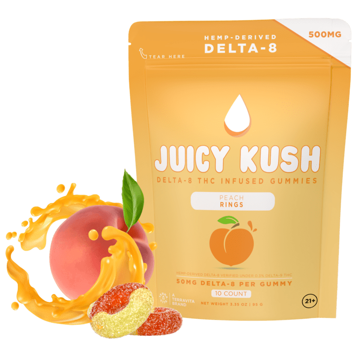 TerraVita Juicy Kush Delta-8 Gummies Peach Rings