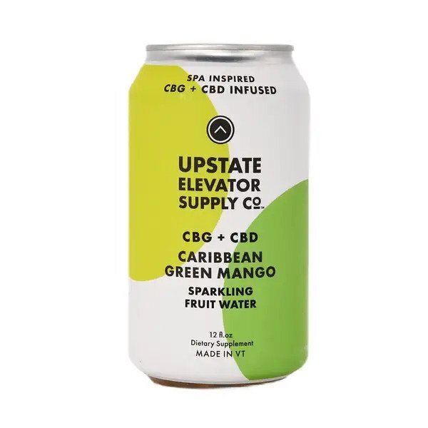 Upstate Elevator CBG and CBD Caribbean Green Mango Sparkling Fruit Water – 6 Pack