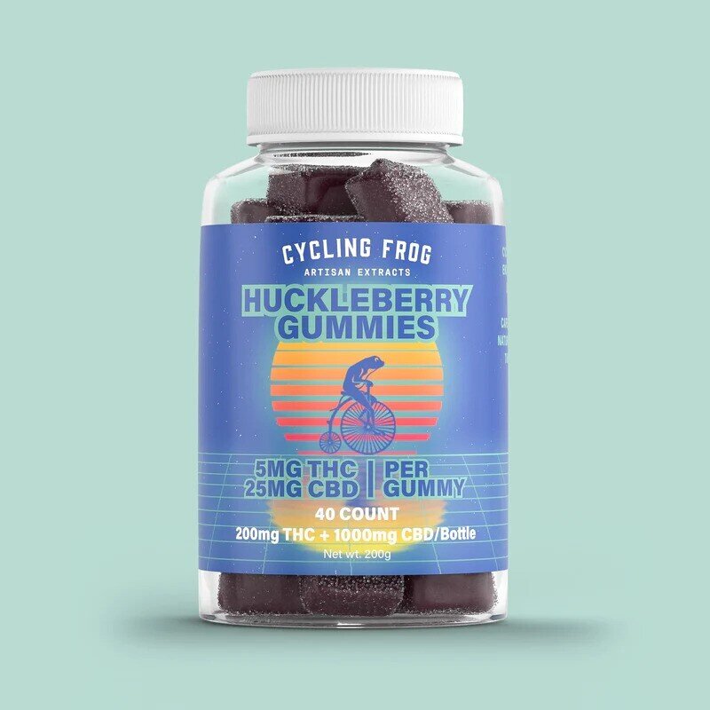 Cycling Frog HUCKLEBERRY GUMMIES, 5MG THC and 25MG CBD