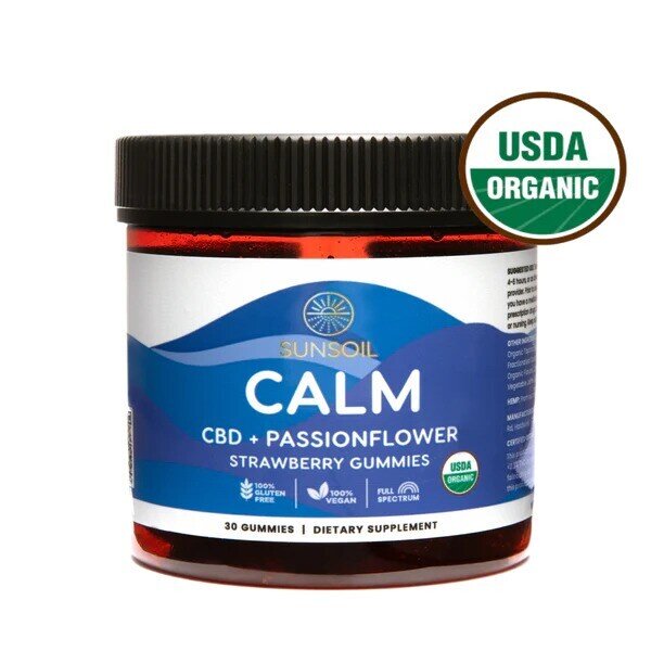 Sunsoil Calm Passionflower, 10mg Organic CBD Gummies