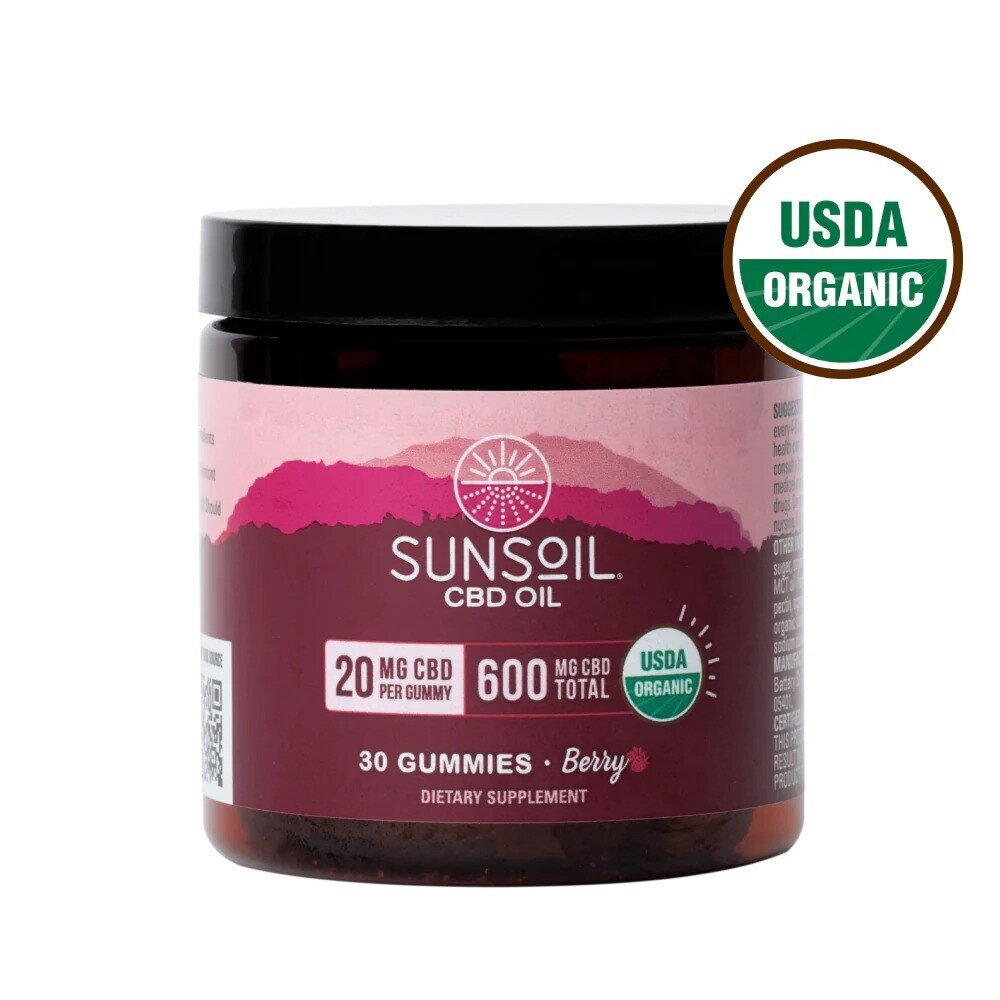 Sunsoil Berry, 20mg Organic CBD Gummies