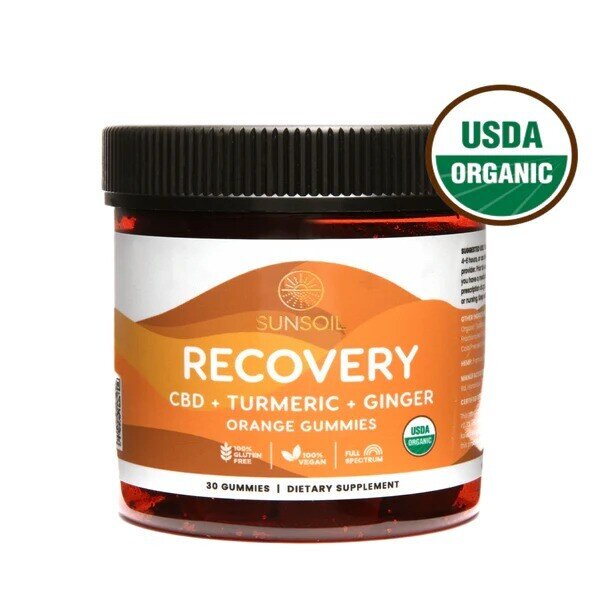 Sunsoil Recovery Turmeric, 10mg Organic CBD Gummies